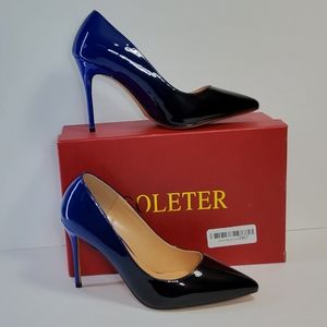 Pointy Toe Pumps for Women,Patent Gradient High Heels Usual Dress Shoes